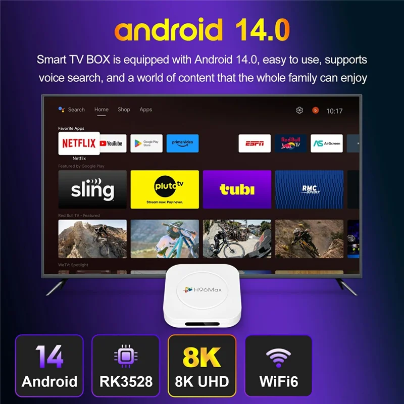 H96 MAX M1 Plus 8K Intelligent Android TV Box 2+16GB WiFi6 BT5.4 Voice Assistant Media Player - White  /  US Plug