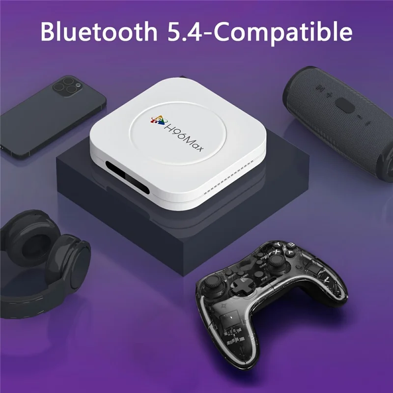 H96 MAX M1 Plus 8K Inteligente Caja de TV Android 2+16GB WiFi6 BT5.4 Asistente de Voz Reproductor Multimedia - Blanco / Enchufe del Reino Unido