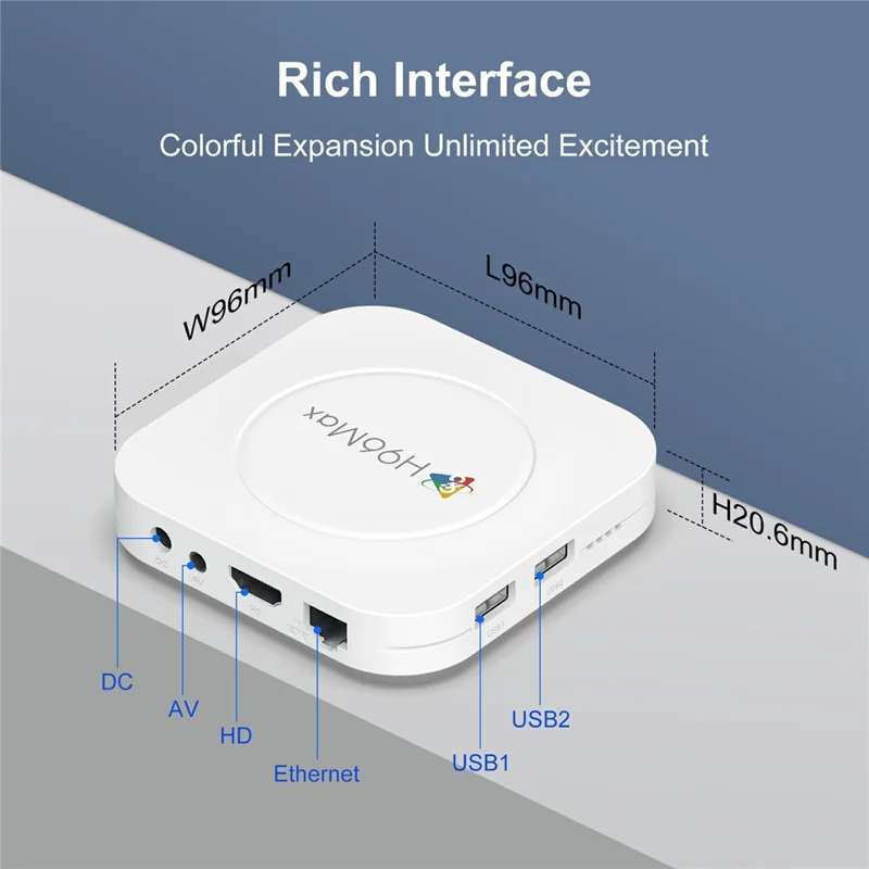 H96 MAX M1 Plus 8K Intelligent Android TV Box 4+128GB WiFi6 BT5.4 Voice Assistant Media Player - White  /  US Plug