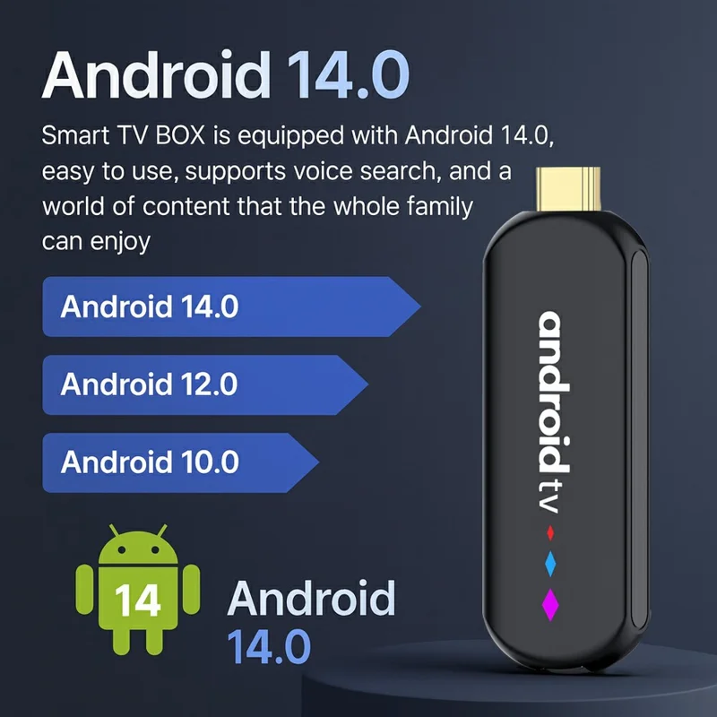 H96 MAX S905L3 2+16GB TV Stick 4K Android TV Box HDR Streaming Player WiFi Bluetooth-Compatible Smart TV Stick - Black