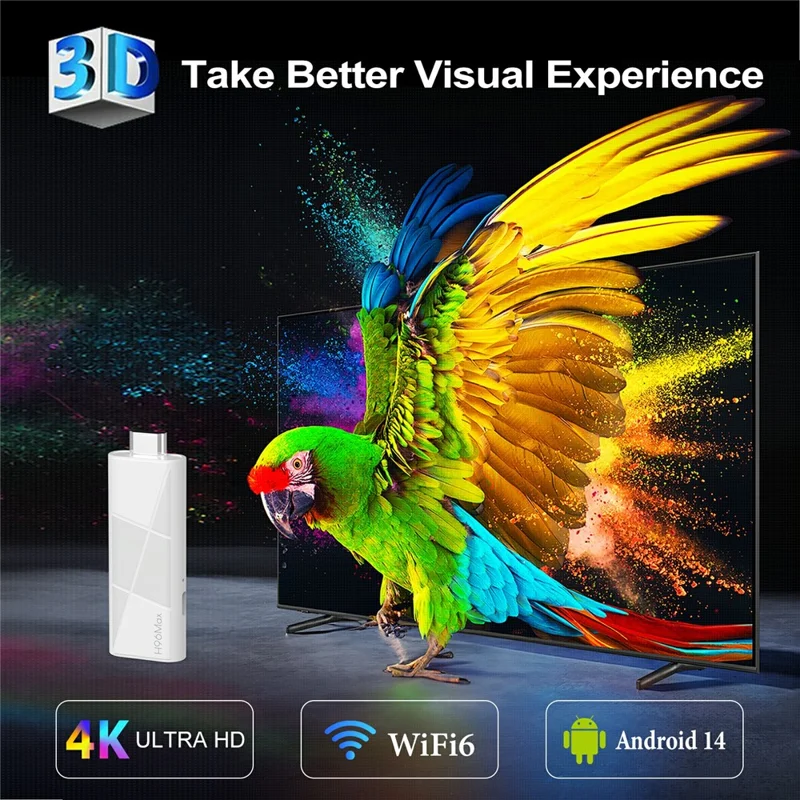 H96 MAX RK3518 2+16GB Android 14.0 TV Stick 4K Smart TV Box WiFi Bluetooth-Compatible Mini TV Stick - White