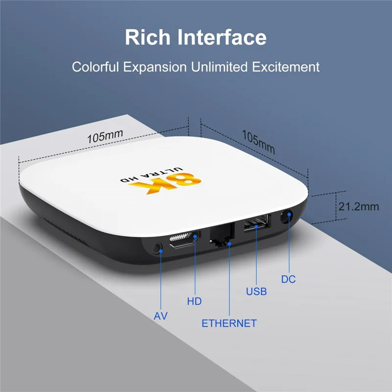 H96 MAX M2 Plus RK3528 Android 14.0 TV Box 4GB RAM + 128GB ROM 8K Ultra HD Streaming Device WiFi 6 BT5.4 Media Player - US Plug