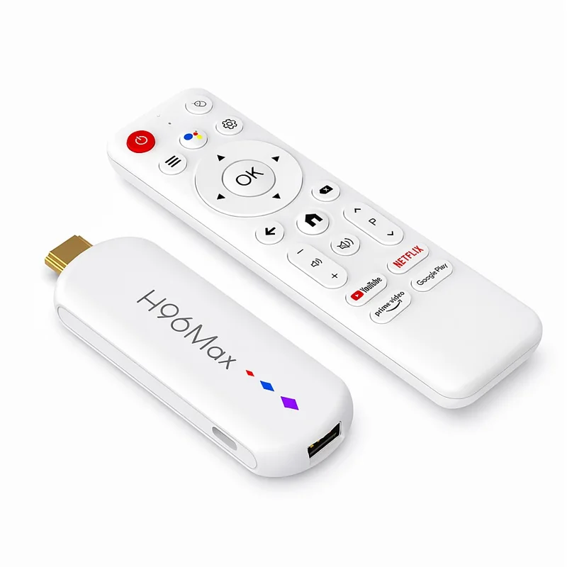 H96 MAX M20 L3 Android 14 TV Stick 4K HDR Streaming Media Player with Google Voice Assistant 2GB + 16GB - White