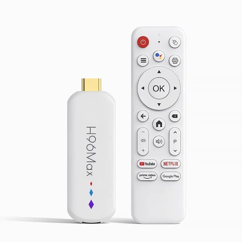 H96 MAX M20 L3 Android 14 TV Stick 4K HDR Streaming Media Player with Google Voice Assistant 2GB + 16GB - White