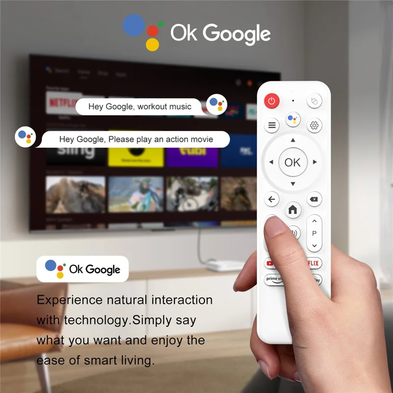 H96 MAX M20 L3 Android 14 TV Stick 4K HDR Streaming Media Player with Google Voice Assistant 2GB + 16GB - White