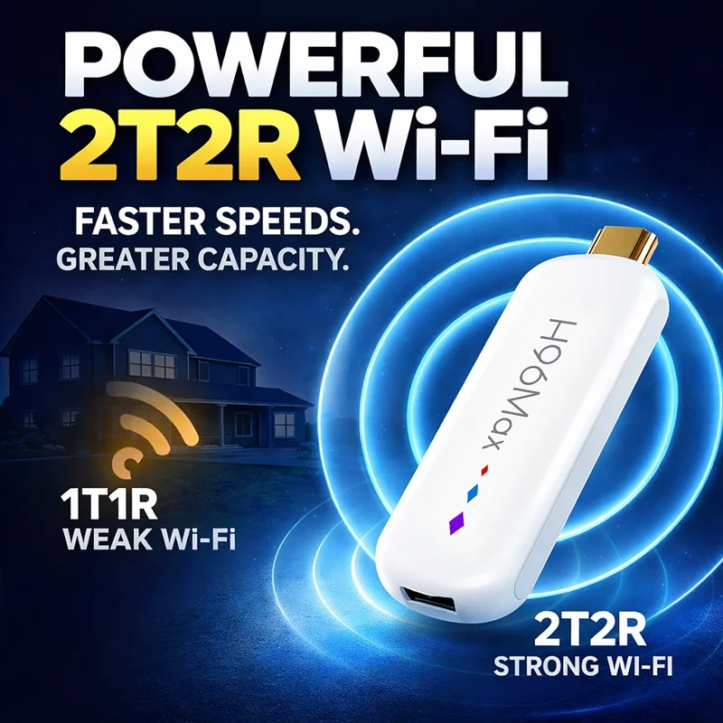 H96 MAX M20 L3 Android 14 TV Stick 4K HDR Streaming Media Player with Google Voice Assistant 2GB + 16GB - White