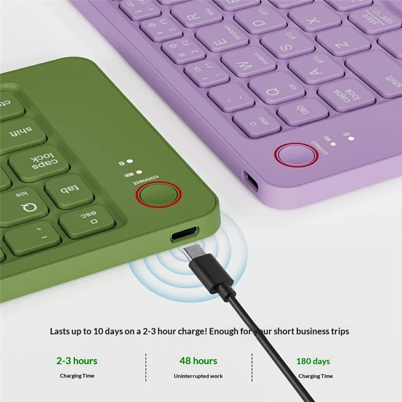 B023 68-Key Wireless Keyboard Magnetic Folding Bluetooth-compatible Keyboard with Phone Holder Stand - Green