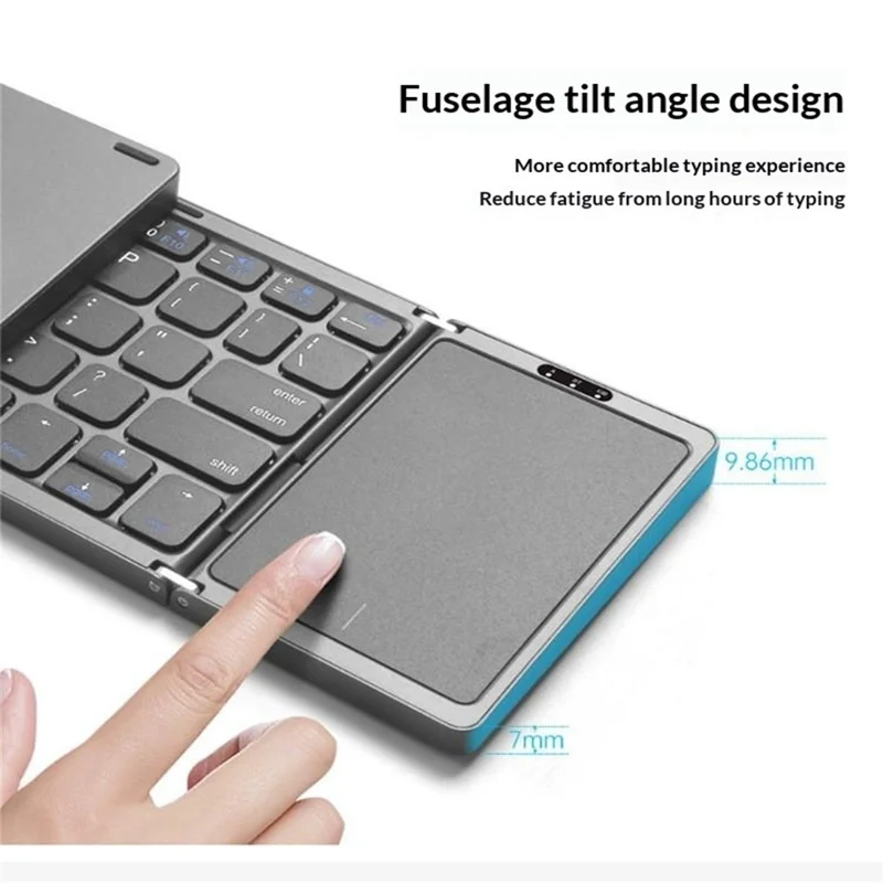 B089 Foldable Wireless Bluetooth-Compatible Keyboard with Touchpad for Phones / Tablets / Laptops - Grey