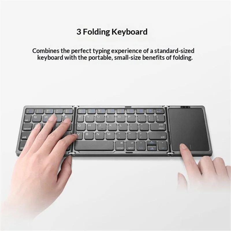 B089 Foldable Wireless Bluetooth-Compatible Keyboard with Touchpad for Phones / Tablets / Laptops - Silver