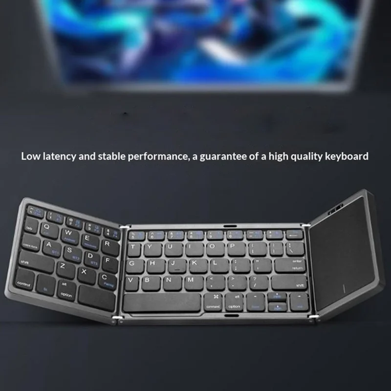 B089 Foldable Wireless Bluetooth-Compatible Keyboard with Touchpad for Phones / Tablets / Laptops - Silver