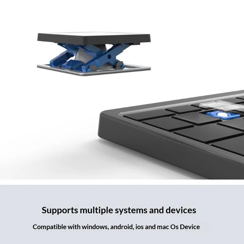 KF 8700 Wireless Bluetooth-Compatible Keyboard Foldable Touchpad Keyboard with Leather Case - Black