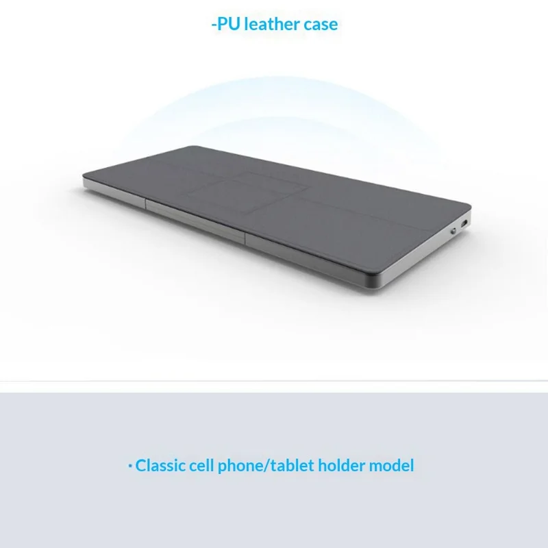 KF 8700 Wireless Bluetooth-Compatible Keyboard Foldable Touchpad Keyboard with Leather Case - Black