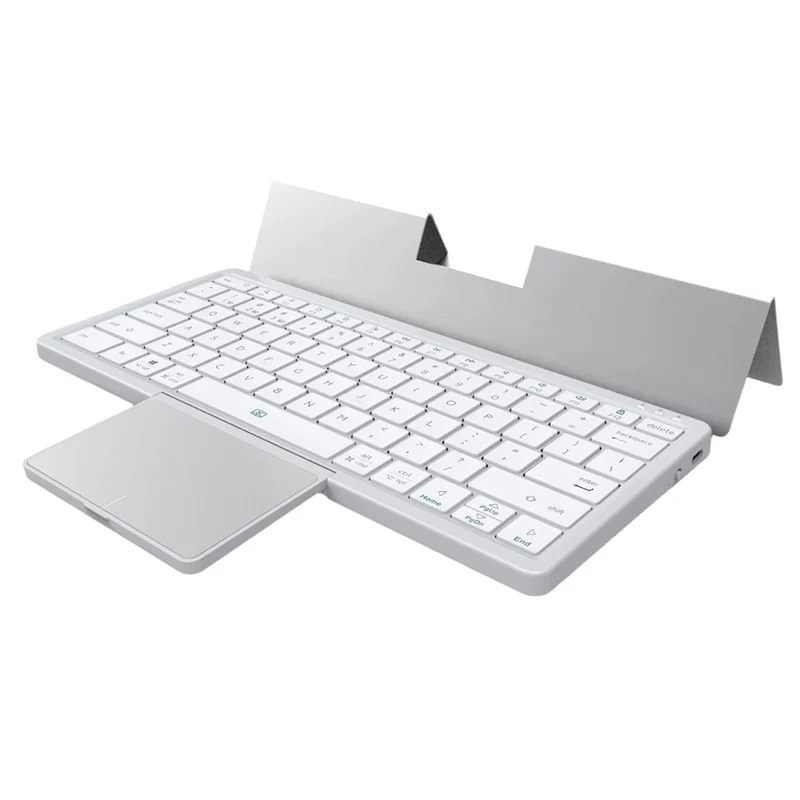 KF 8700 Wireless Bluetooth-Compatible Keyboard Foldable Touchpad Keyboard with Leather Case - Silver