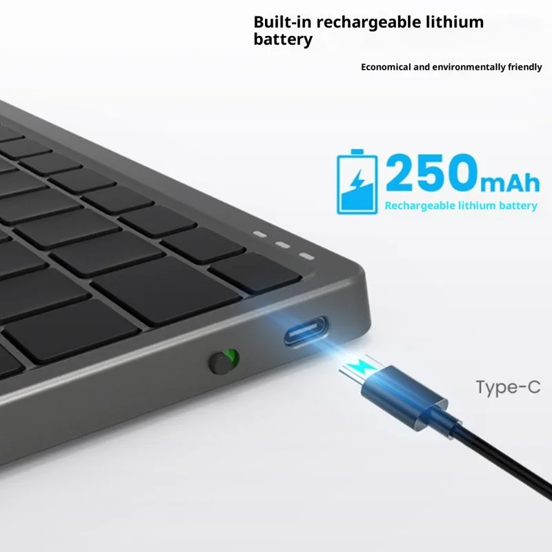 KF 8700 Wireless Bluetooth-Compatible Keyboard Foldable Touchpad Keyboard with Leather Case - Silver