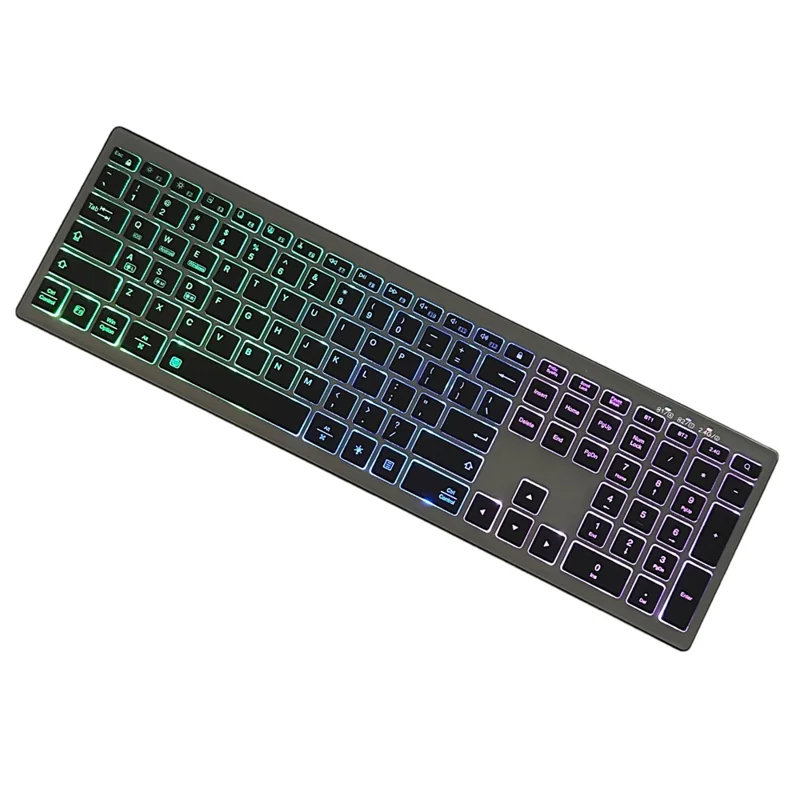 E15 Three Mode Wireless Keyboard 110 Keys RGB Backlight Mute Keyboard for Office Home Use - Black