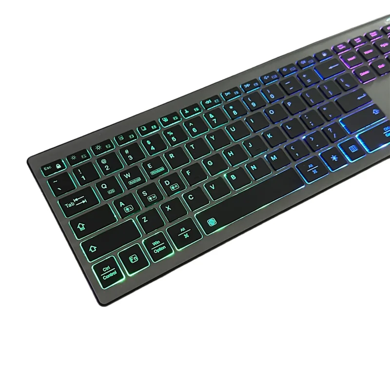 E15 Three Mode Wireless Keyboard 110 Keys RGB Backlight Mute Keyboard for Office Home Use - Black