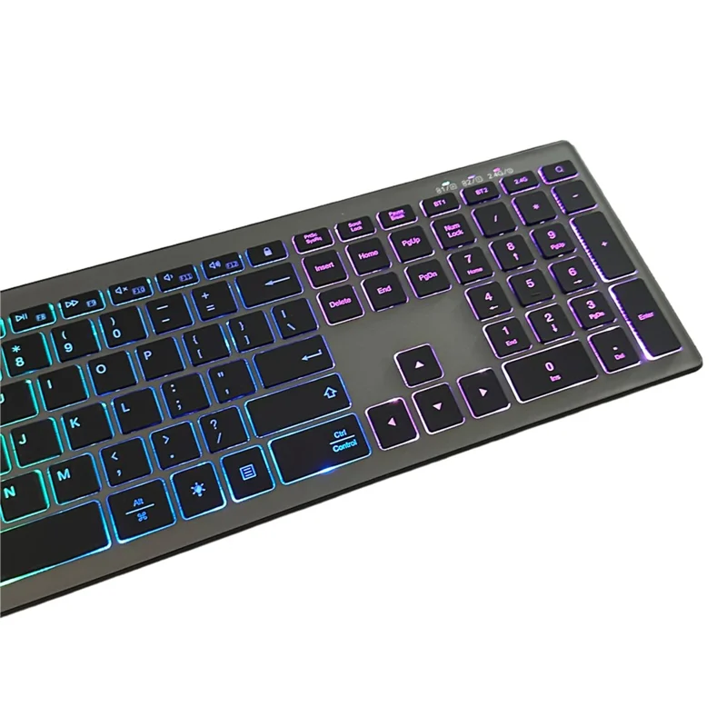 E15 Three Mode Wireless Keyboard 110 Keys RGB Backlight Mute Keyboard for Office Home Use - Black