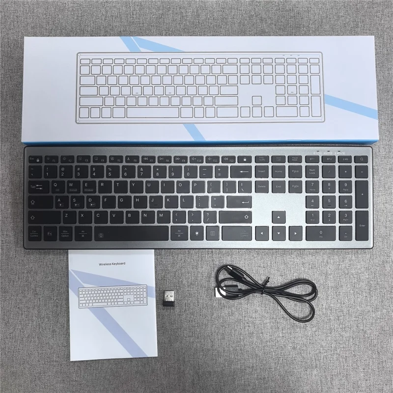 E15 Three Mode Wireless Keyboard 110 Keys RGB Backlight Mute Keyboard for Office Home Use - Black