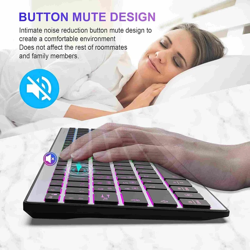 E15 Three Mode Wireless Keyboard 110 Keys RGB Backlight Mute Keyboard for Office Home Use - Black