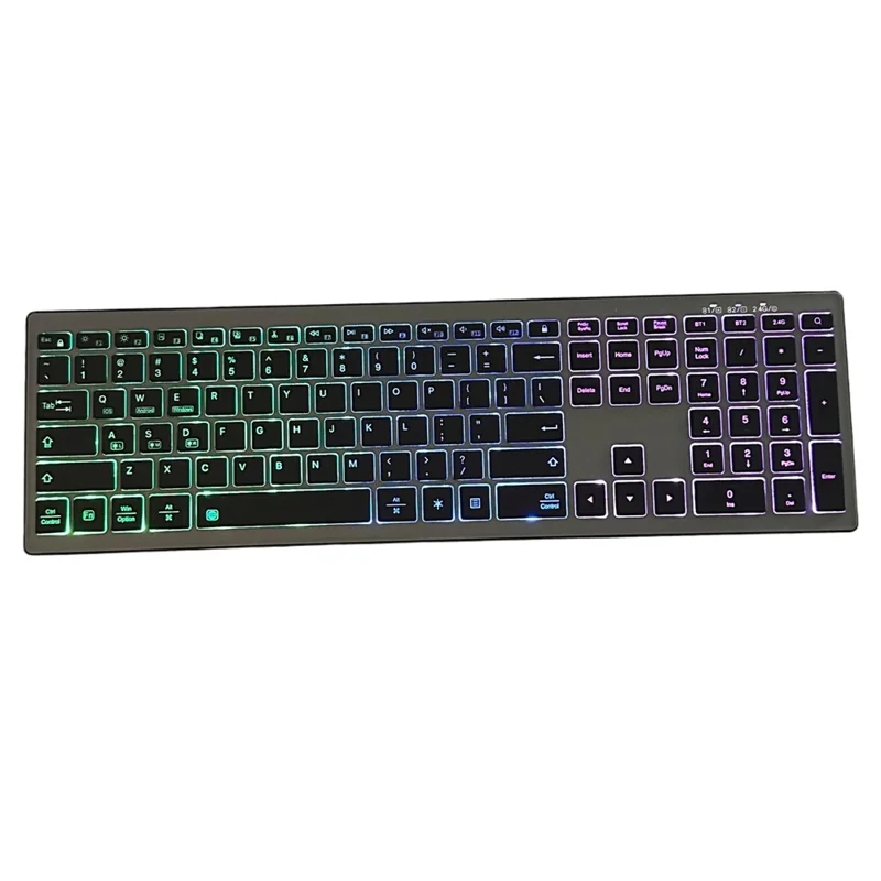 E15 Three Mode Wireless Keyboard 110 Keys RGB Backlight Mute Keyboard for Office Home Use - Black