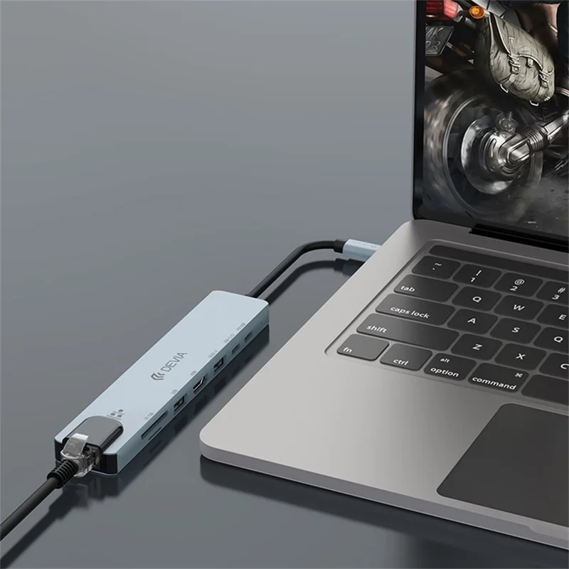 DEVIA Pro1 8 in 1 Hub USB-C Expansion Dock with HD / RJ45 / USB 3.0 / USB 2.0 / Audio / PD 100W / SD / TF Card Reader