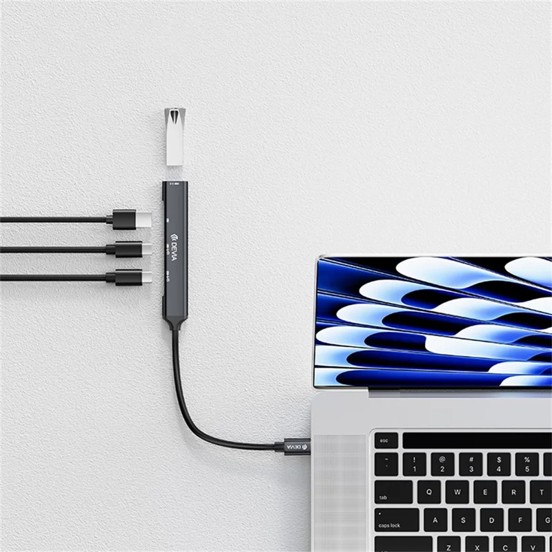 DEVIA Lite1 Type-C to 2A+2C 4 in 1 Hub USB 3.0 / 2.0 Data Transfer Audio Support Multi Device Connection - Dark Grey