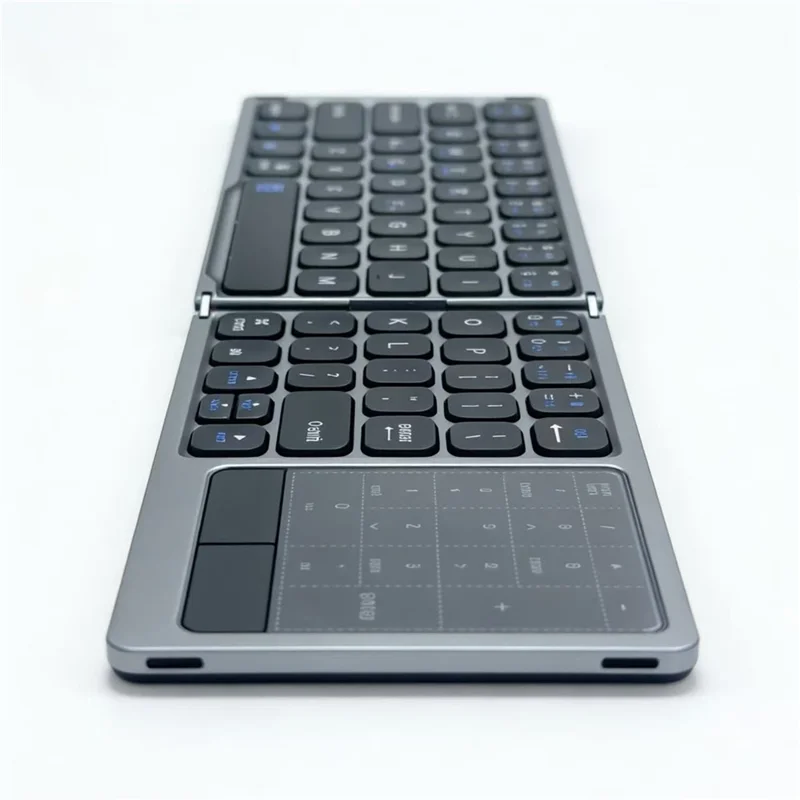 FK328T Foldable Wireless Bluetooth-compatible Keyboard 2 in 1 Numeric Keypad Touchpad for iOS Android Windows Mac - Grey