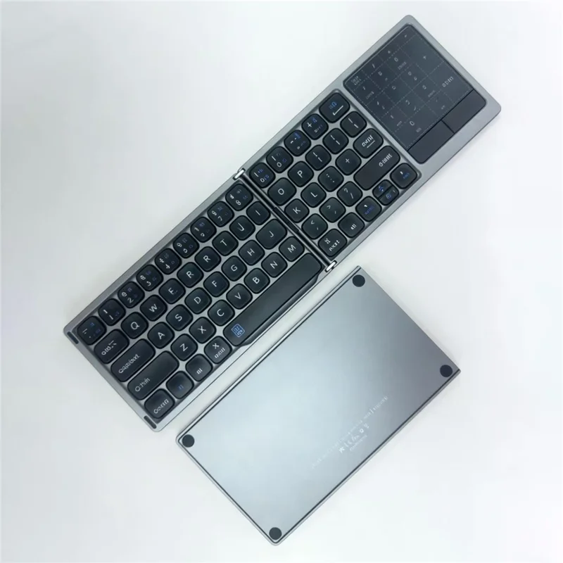 FK328T Foldable Wireless Bluetooth-compatible Keyboard 2 in 1 Numeric Keypad Touchpad for iOS Android Windows Mac - Grey