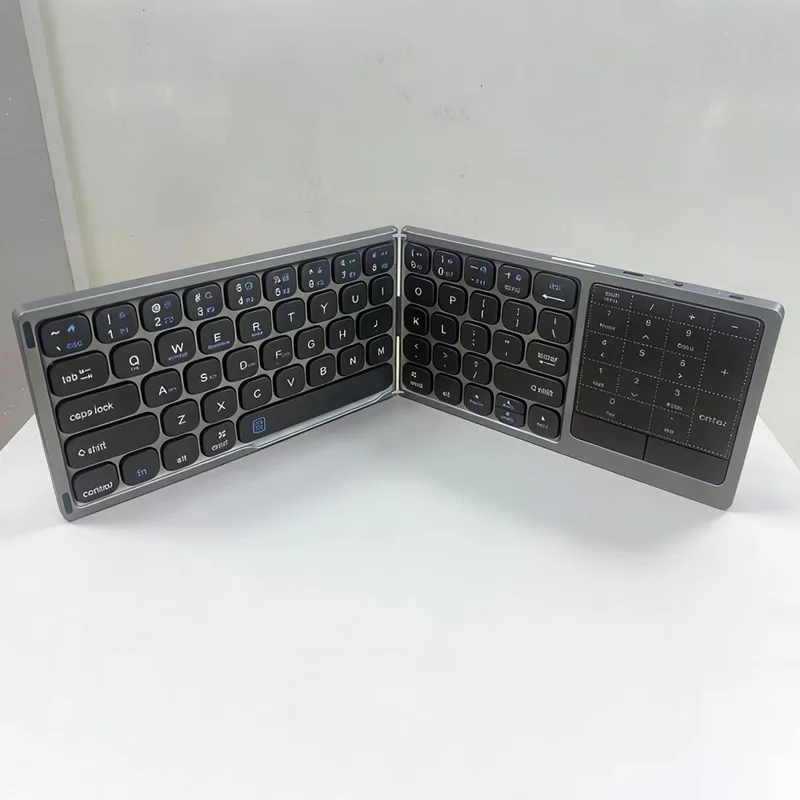 FK328T Foldable Wireless Bluetooth-compatible Keyboard 2 in 1 Numeric Keypad Touchpad for iOS Android Windows Mac - Grey