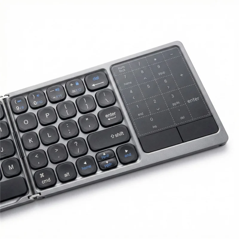 FK328T Foldable Wireless Bluetooth-compatible Keyboard 2 in 1 Numeric Keypad Touchpad for iOS Android Windows Mac - Grey