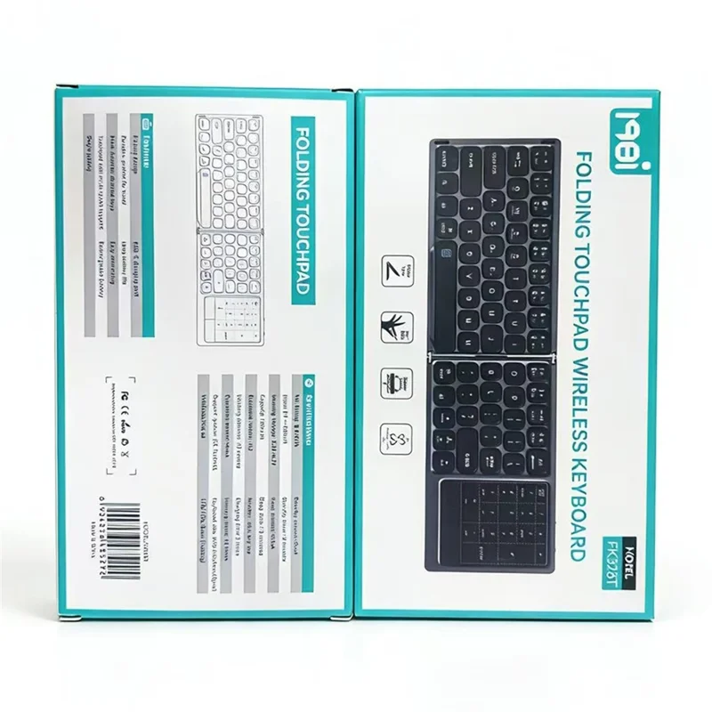 FK328T Foldable Wireless Bluetooth-compatible Keyboard 2 in 1 Numeric Keypad Touchpad for iOS Android Windows Mac - Grey