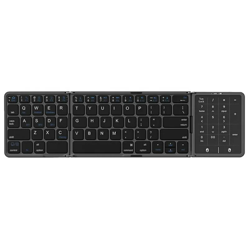 B089 ST Ultra Thin Tri-Folding Wireless Bluetooth-compatible Keyboard with Smart Trackpad for iOS / Android / Windows - Black