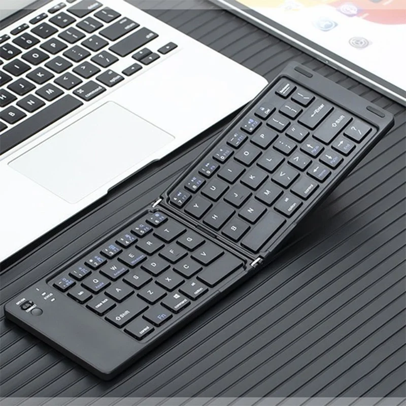 B028 Wireless Keyboard Bluetooth-compatible Foldable Keyboard for iPad Tablet Phone Laptop - Black