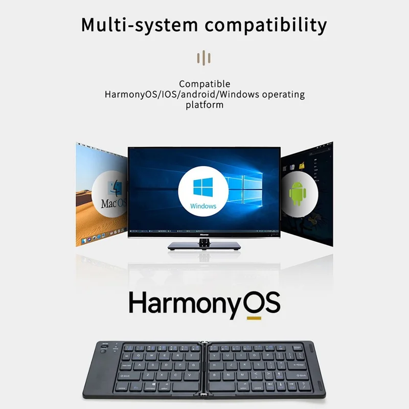 B028 Wireless Keyboard Bluetooth-compatible Foldable Keyboard for iPad Tablet Phone Laptop - Black