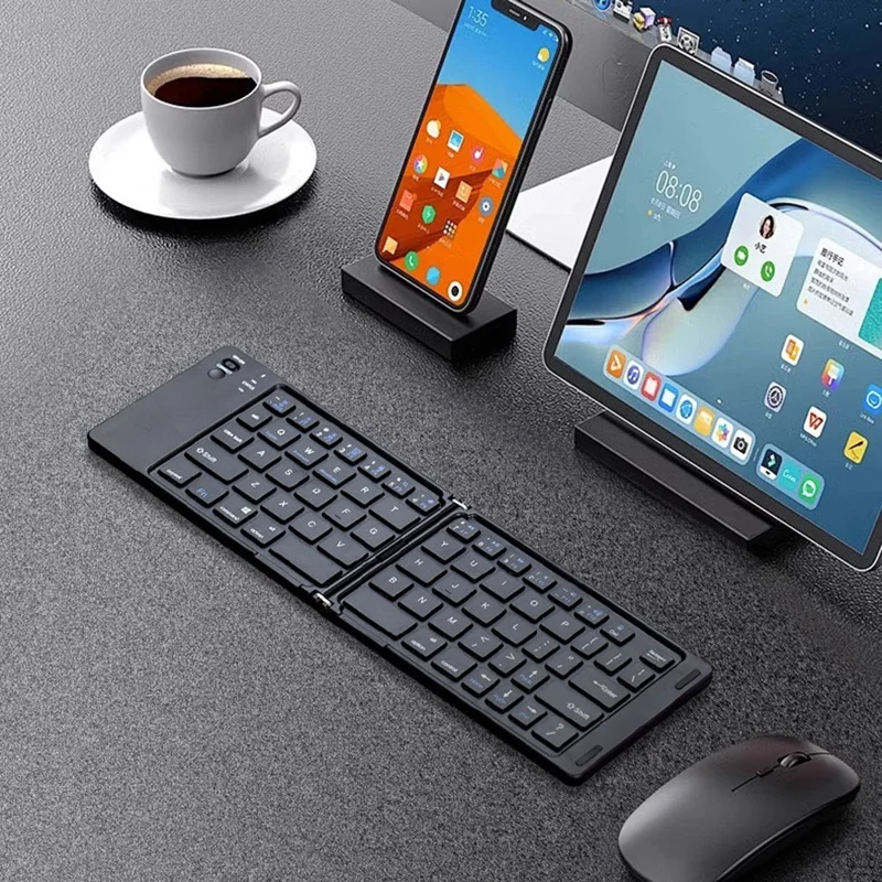 B028 Wireless Keyboard Bluetooth-compatible Foldable Keyboard for iPad Tablet Phone Laptop - Black