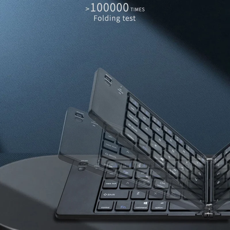B028 Wireless Keyboard Bluetooth-compatible Foldable Keyboard for iPad Tablet Phone Laptop - Black