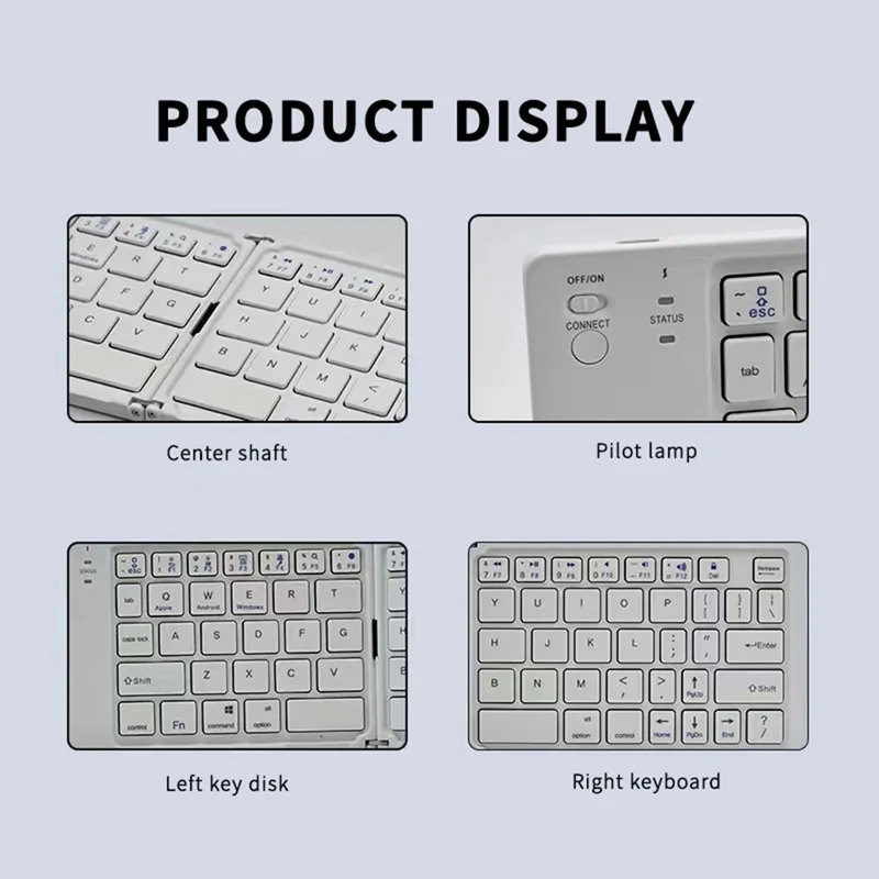 B028 Wireless Keyboard Bluetooth-compatible Foldable Keyboard for iPad Tablet Phone Laptop - Black