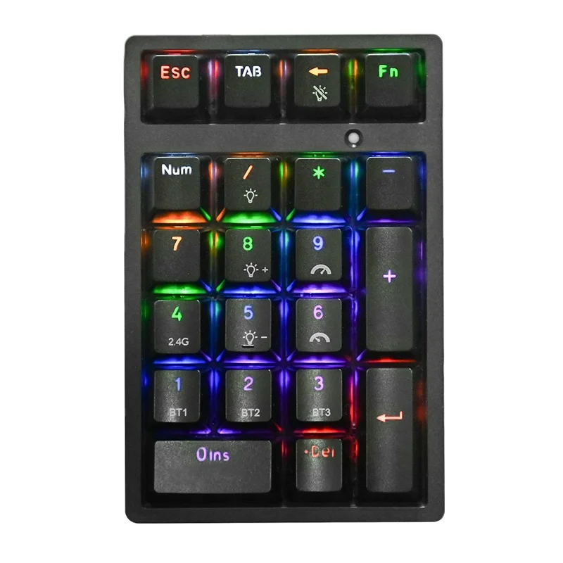 K18 21 клавиша RGB Механическая цифровая клавиатура Bluetooth-совместимая 3-режимная беспроводная клавиатура - Черная
