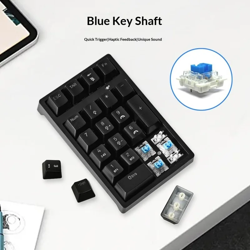 K18 21 клавиша RGB Механическая цифровая клавиатура Bluetooth-совместимая 3-режимная беспроводная клавиатура - Черная