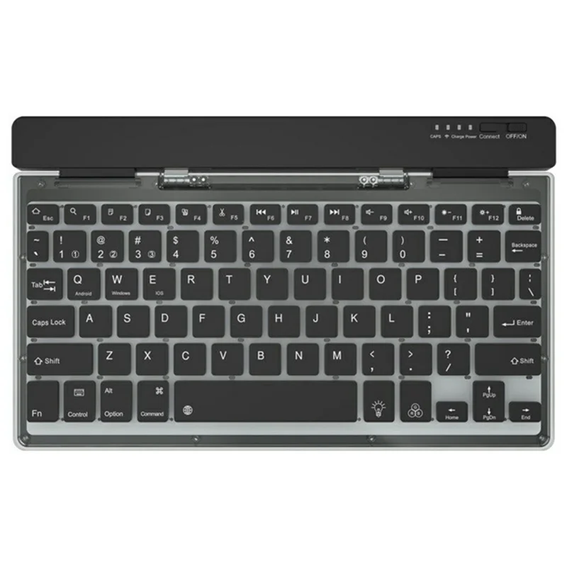 KB338 Bluetooth-compatible Keyboard Wireless Transparent Triple Mode Foldable Keyboard for Computer Tablet - Black