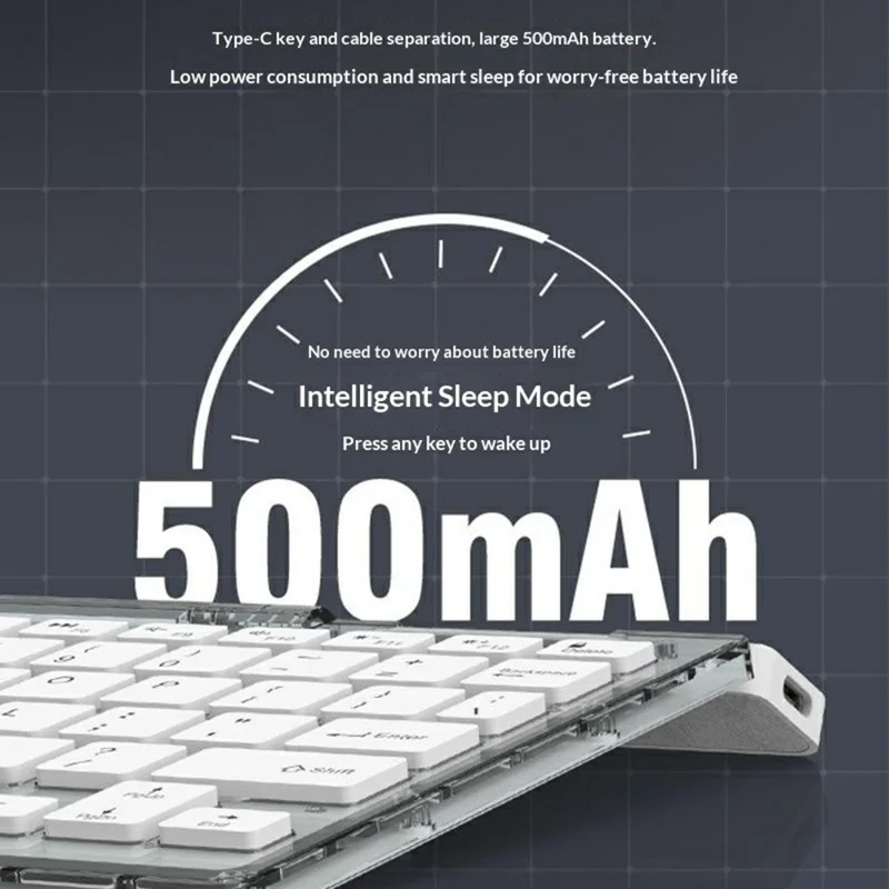 KB338 Bluetooth-compatible Keyboard Wireless Transparent Triple Mode Foldable Keyboard for Computer Tablet - Black