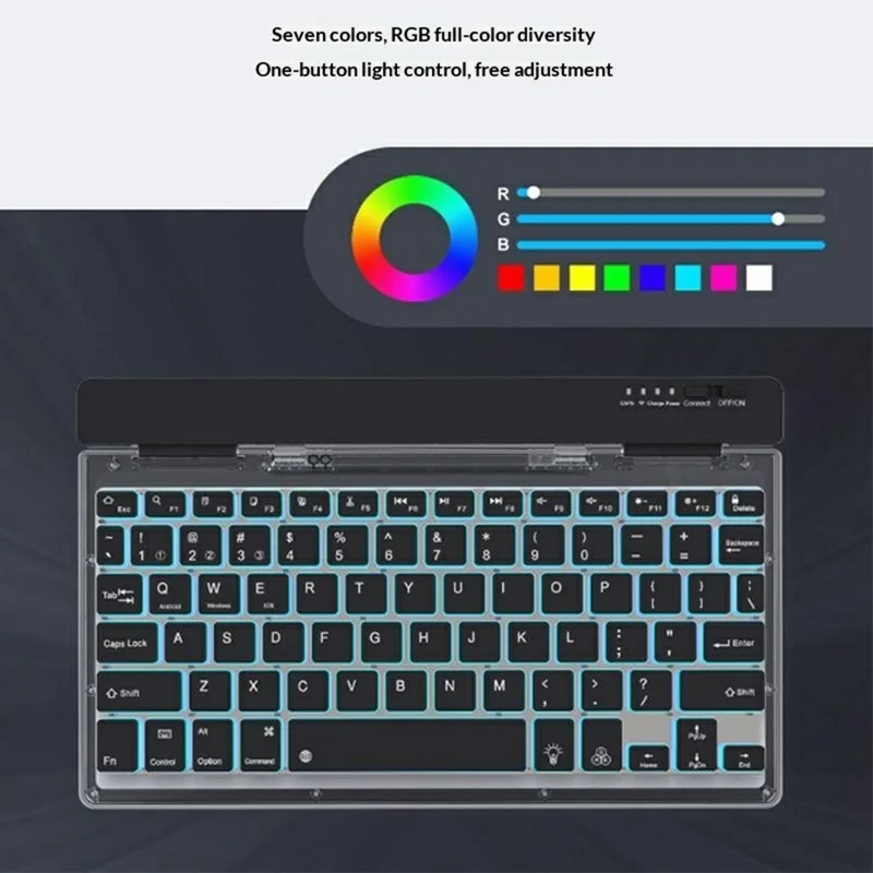 KB338 Bluetooth-compatible Keyboard Wireless Transparent Triple Mode Foldable Keyboard for Computer Tablet - Black