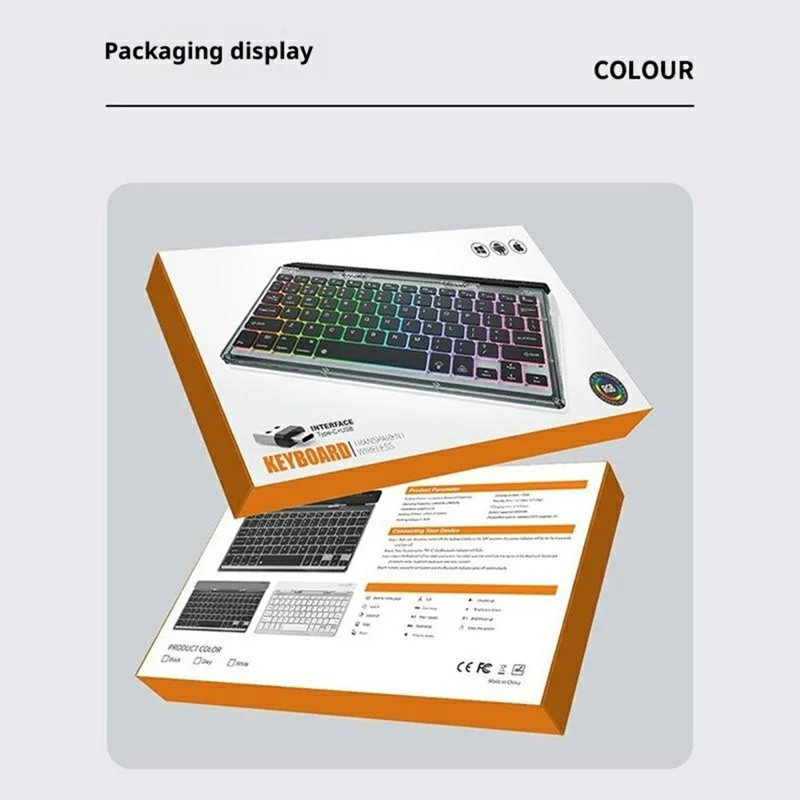 KB338 Bluetooth-compatible Keyboard Wireless Transparent Triple Mode Foldable Keyboard for Computer Tablet - Black