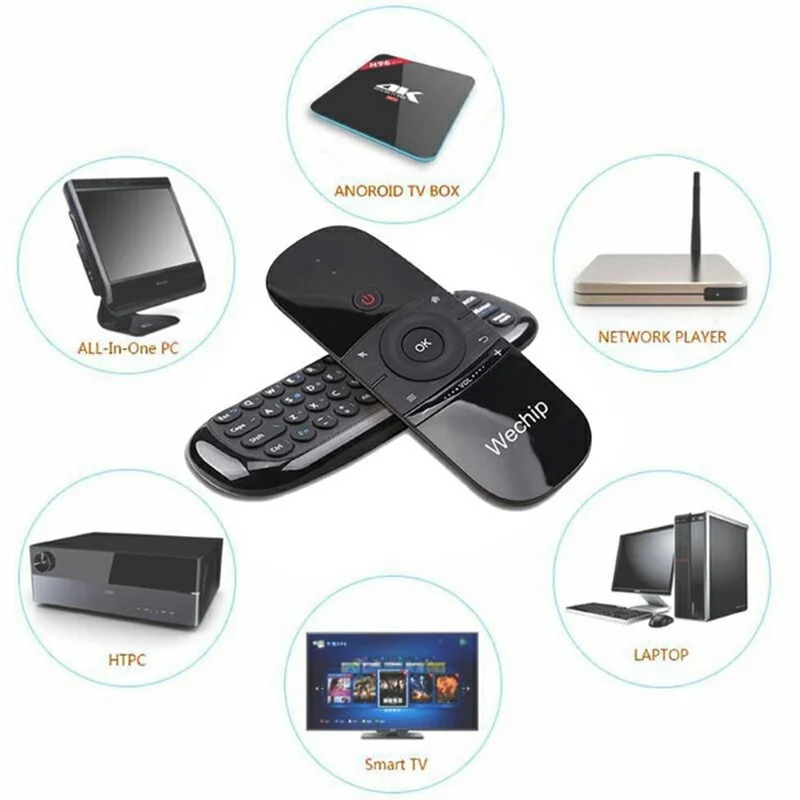 W1 Air Mouse 2,4-GHz-Fernbedienung Mini-Tastatur mit IR-Lernfunktion für Smart-TV, Android-Box, PC