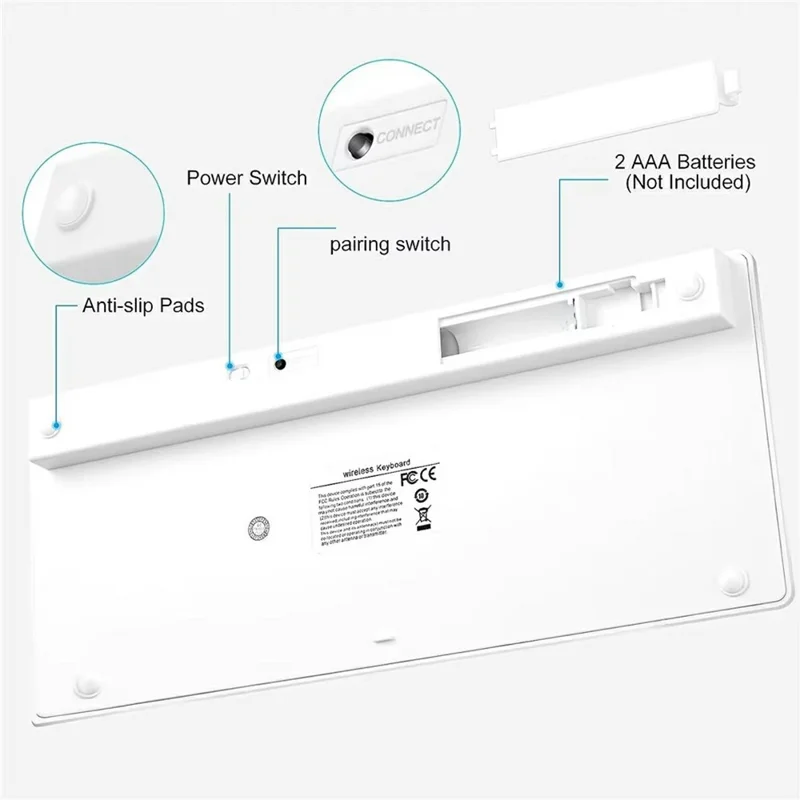 X5 78-Key Bluetooth-compatible Keyboard Ultra Thin Wireless Keyboard for Tablet PC, English Version - White
