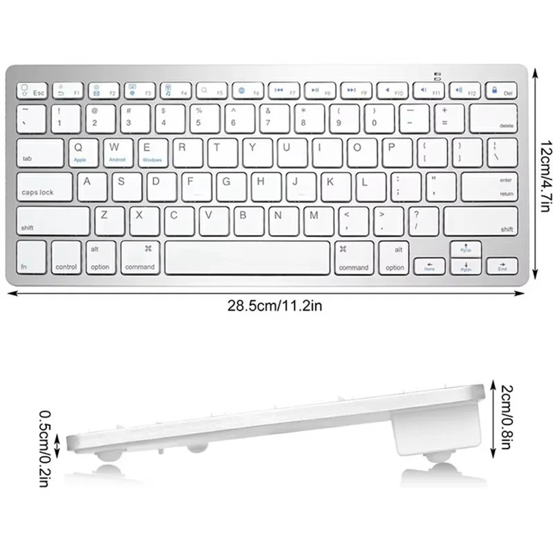 X5 78-Key Bluetooth-compatible Keyboard Ultra Thin Wireless Keyboard for Tablet PC, English Version - White