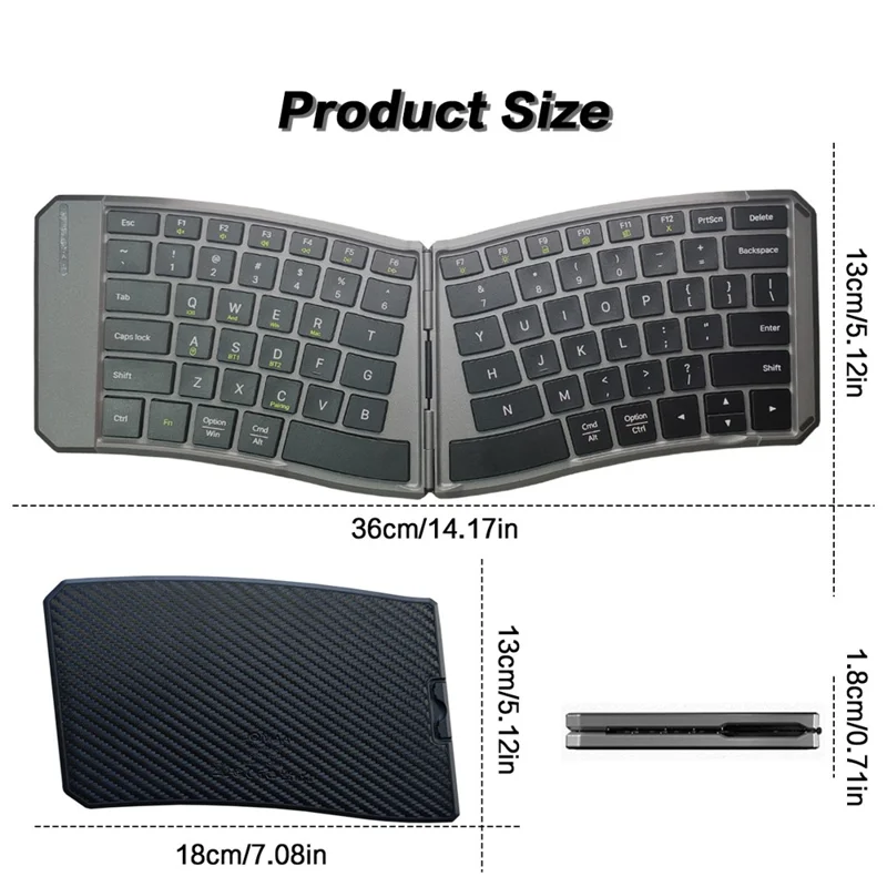 JOM223 V-Shape Ergonomic Foldable Keyboard Wireless 2.4G Dual Mode Bluetooth-compatible Keyboard for iPad Tablet Laptop