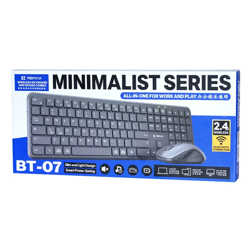 REMAX BT-07 2.4G / Bluetooth-compatible Dual Mode Wireless Keyboard with 1600DPI Mouse Combo Set