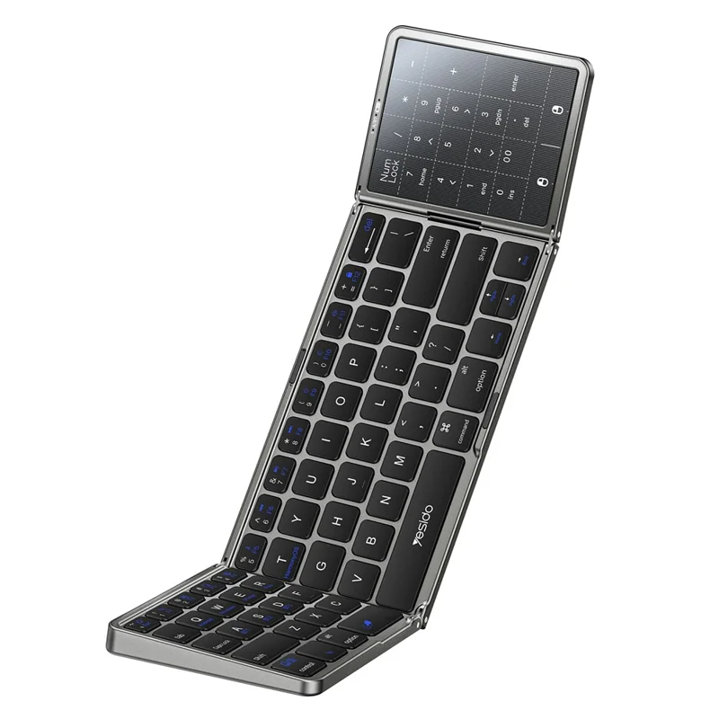 YESIDO KB49 Tri-fold Wireless Bluetooth-compatible Keyboard with Touchpad Numeric Keypad Keyboard for Phone Tablet PC - English