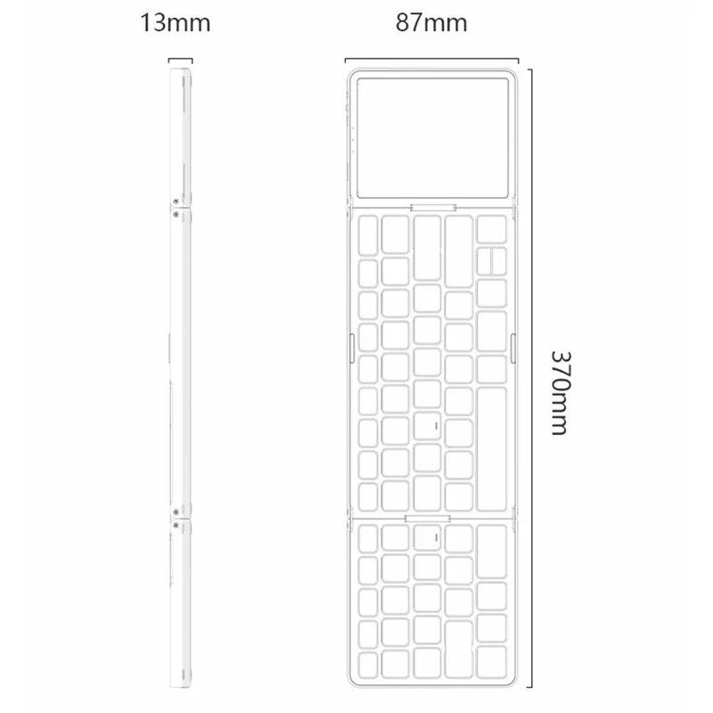 YESIDO KB49 Tri-fold Wireless Bluetooth-compatible Keyboard with Touchpad Numeric Keypad Keyboard for Phone Tablet PC - English